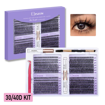 DIY Lash Extension Mix Styles Lash Clusters Individual with Bond&Seal Remover Tweezers Lash Brush for Self Application Makeup