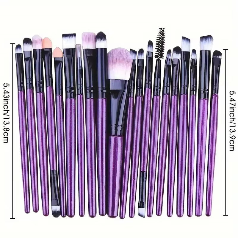 20-Piece Professional Makeup Brush Set – Eyeliner, Blending, Cheek, Eye, and Foundation Brushes for Flawless Application"