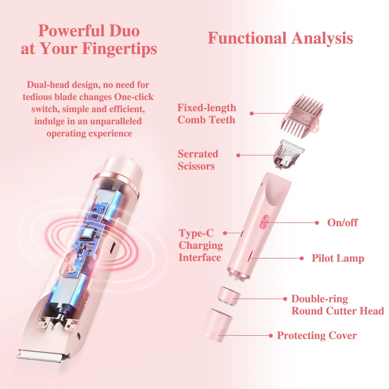 Smooth & Silky: 2-in-1 Electric Razor for Women – Painless Bikini Trimmer with Wet & Dry Function, Detachable Head for Easy Use