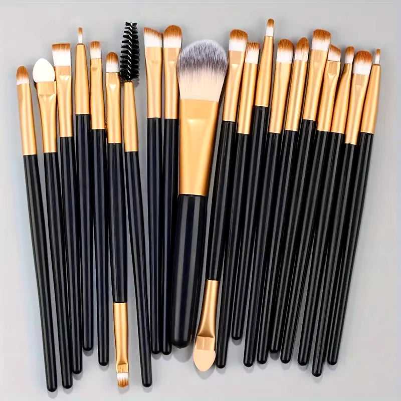 20-Piece Professional Makeup Brush Set – Eyeliner, Blending, Cheek, Eye, and Foundation Brushes for Flawless Application"