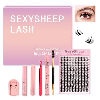 DIY Lash Extension Mix Styles Lash Clusters Individual with Bond&Seal Remover Tweezers Lash Brush for Self Application Makeup