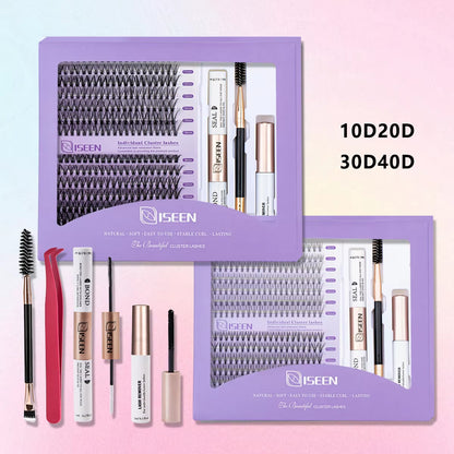 DIY Lash Extension Mix Styles Lash Clusters Individual with Bond&Seal Remover Tweezers Lash Brush for Self Application Makeup