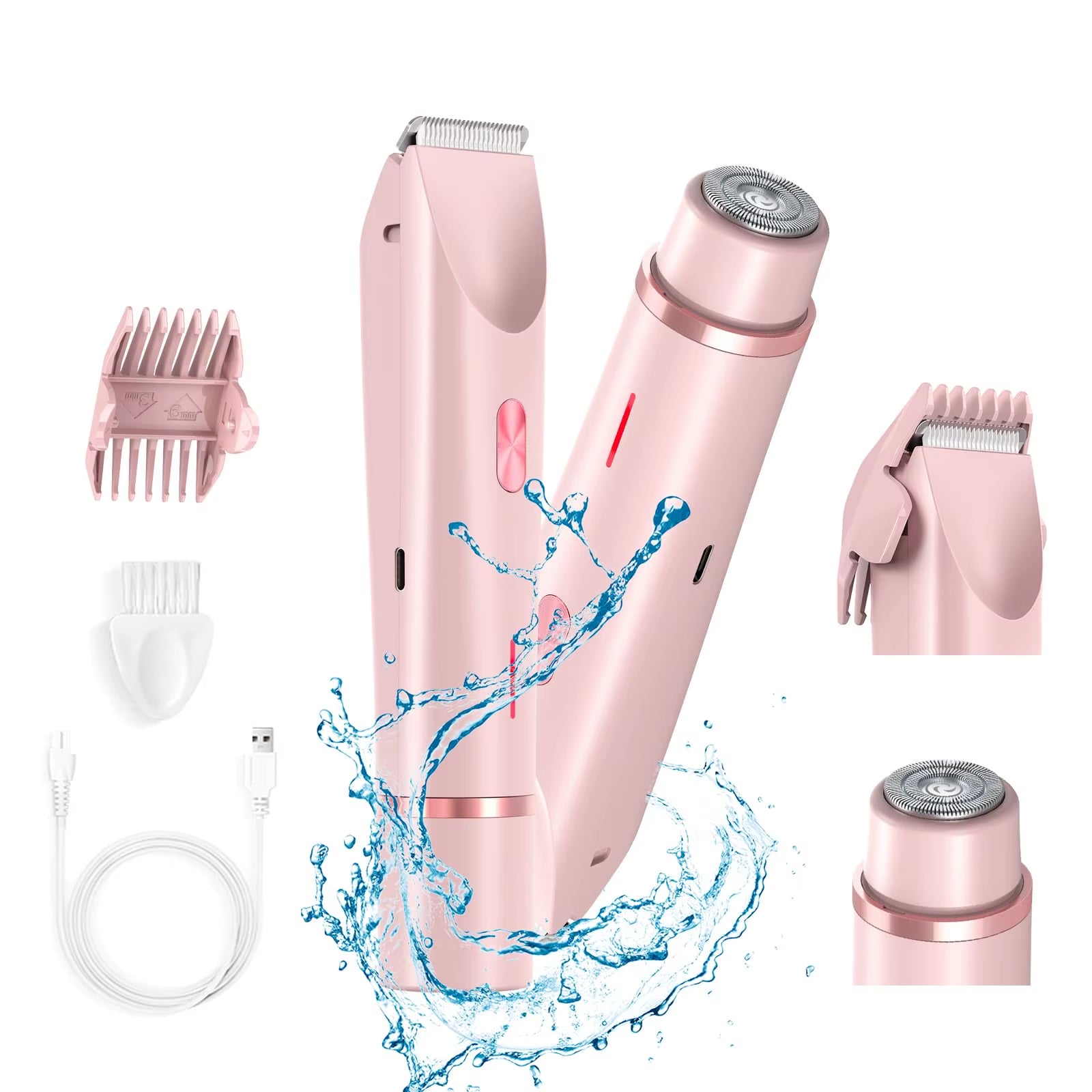 Smooth & Silky: 2-in-1 Electric Razor for Women – Painless Bikini Trimmer with Wet & Dry Function, Detachable Head for Easy Use