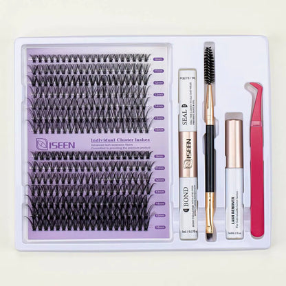 DIY Lash Extension Mix Styles Lash Clusters Individual with Bond&Seal Remover Tweezers Lash Brush for Self Application Makeup